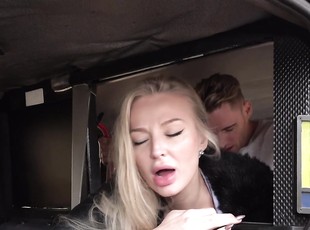 Impressive nude porn with a blonde taxi driver with big tits