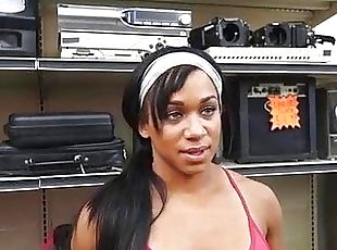 Ebony gym trainer banged at the pawnshop