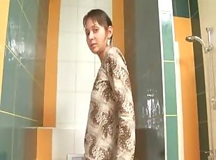 Amazingly skinny stunning girl on toilet